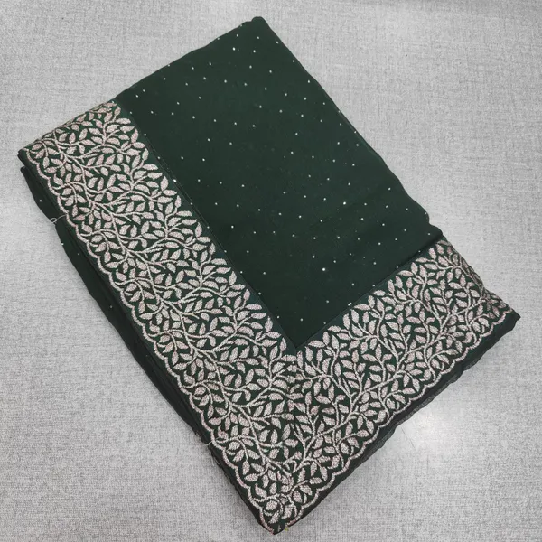 Chiffon Stone work Saree with Big Border | SR185